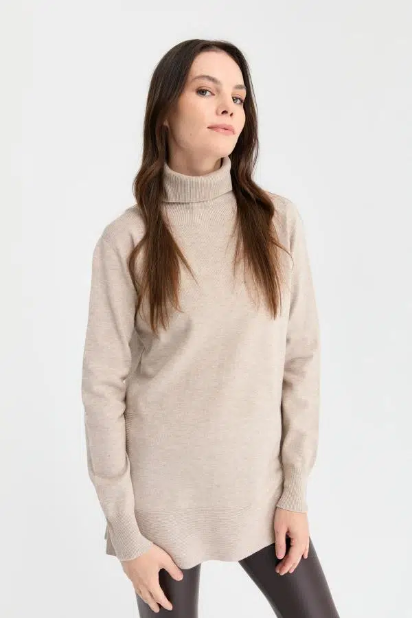 23391 DESEN TLL ANGELİNA YANI DÜĞMELİ TAM BALIKÇI YAKA KOMPLE KAZAK