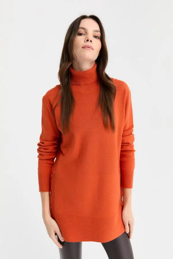 23391 DESEN TLL ANGELİNA YANI DÜĞMELİ TAM BALIKÇI YAKA KOMPLE KAZAK