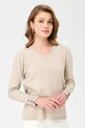 23393 DESEN TLL KOLLARI DÜĞMELİ SİMLİ BYN BLUZ V YAKA