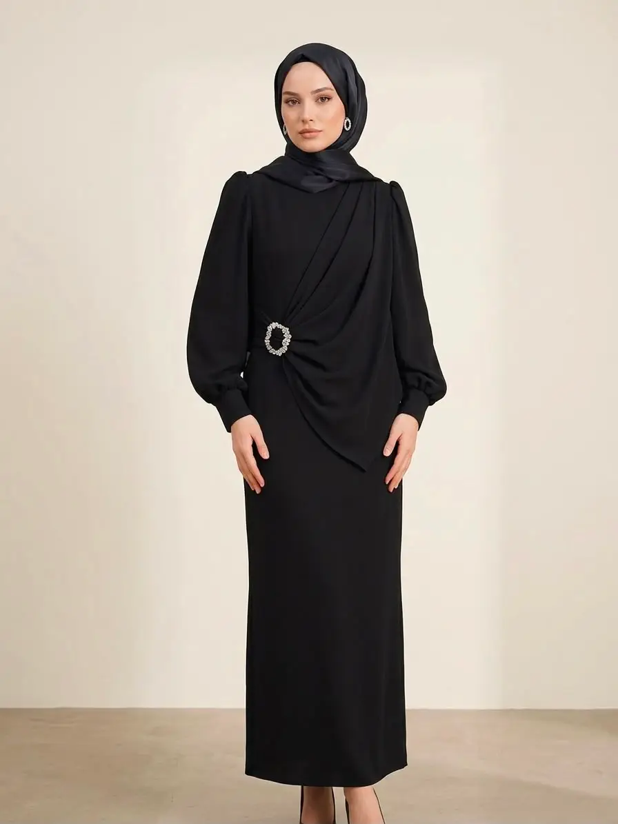 2392 MATEKS ELBİSE - SİYAH