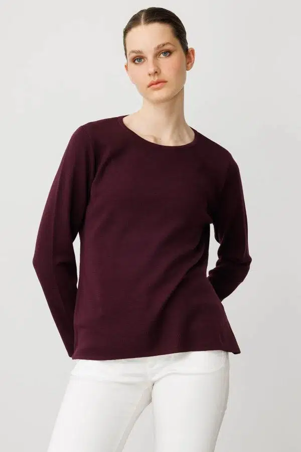 24113 DESEN TRİKO UZUN KOL BASIC 50/50 BLUZ