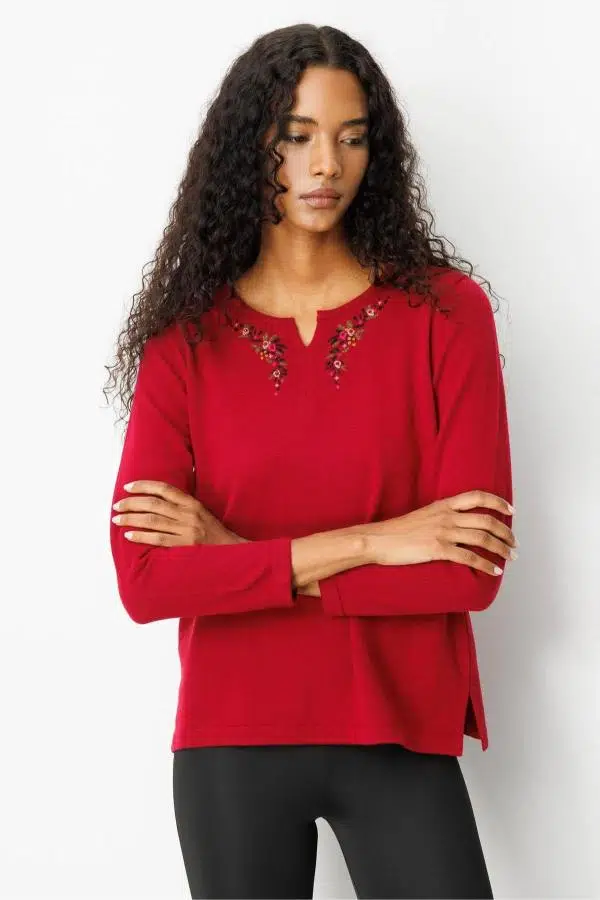 25036 DESEN TRİKO YAKAN KENARI İŞLEMELİ INTERSİYA SIFIR YAKA PATLI BLUZ