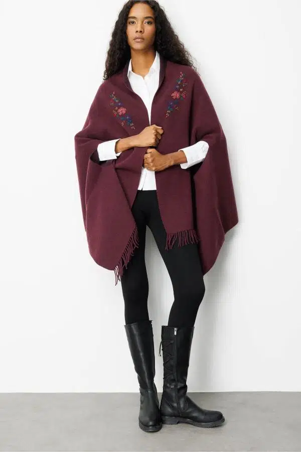 25060 DESEN TRİKO KOLDAN GEÇMELİ YAKA İŞLEMELİ BÜYÜK ŞAL