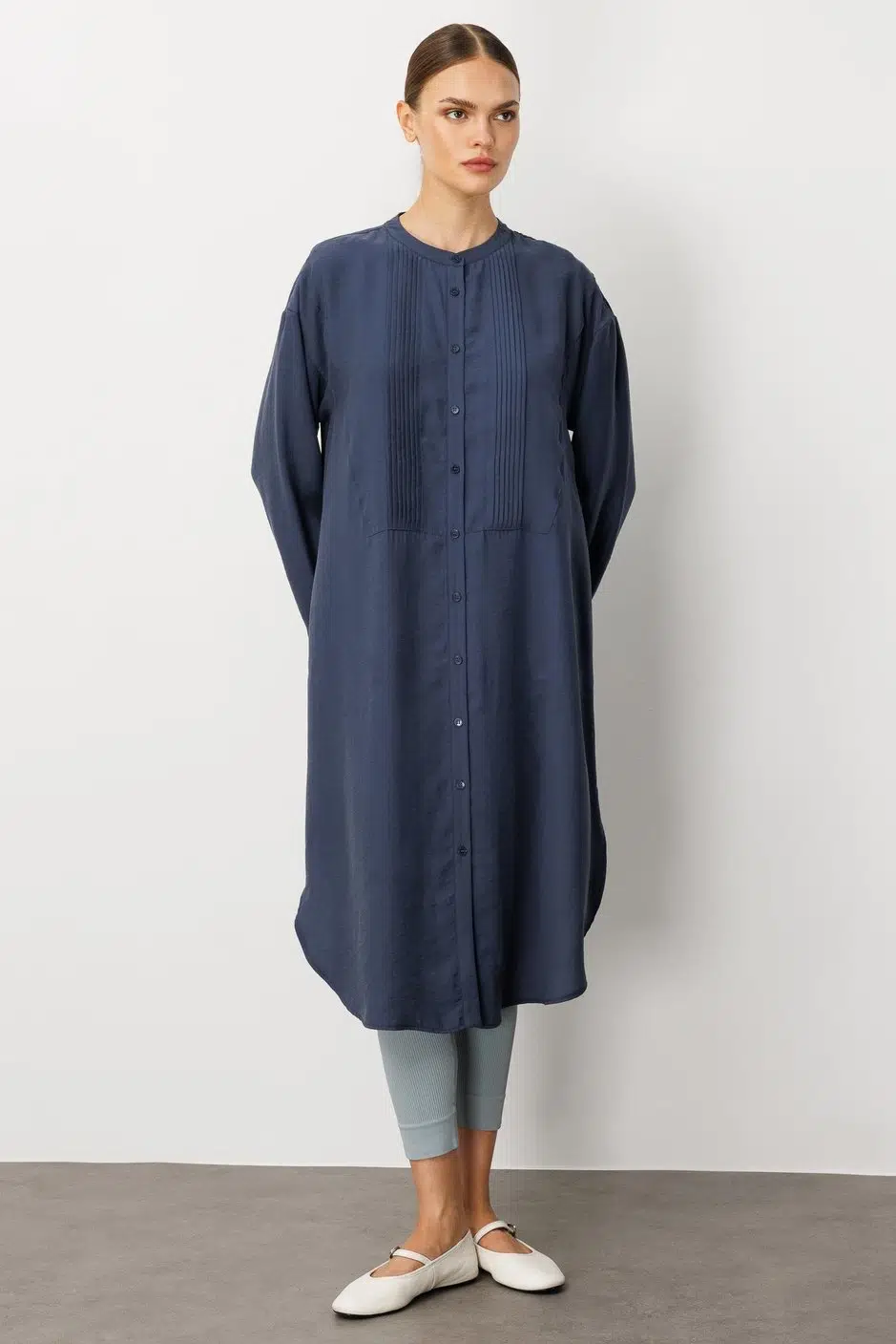 252540 MİCCA Soft Modal (%90) İçerikli Pili Kırımlı Detay Kap Ferace