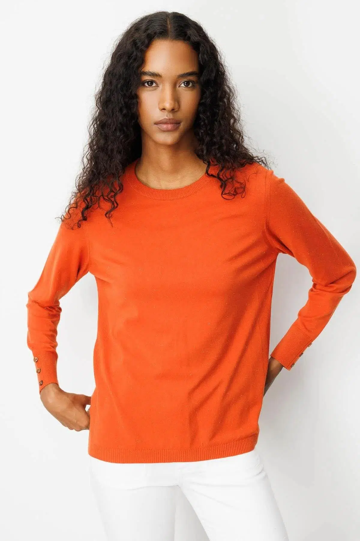 25293 DESEN TRİKO SIFIR YAKA YANI LİNXLİ YIRTMAÇLI KOLU DÜĞMELİ KAZAK