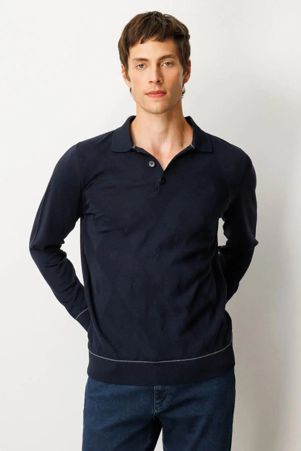 25606 DESEN KRZ 50/50 LASTİKLİ ÇİZGİLİ PY BAKLAVALI TRİKO ERKEK KAZAK