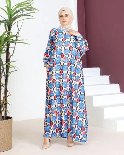 2868 PAYET ELİBSE SATEN DESENLİ - MAVİ