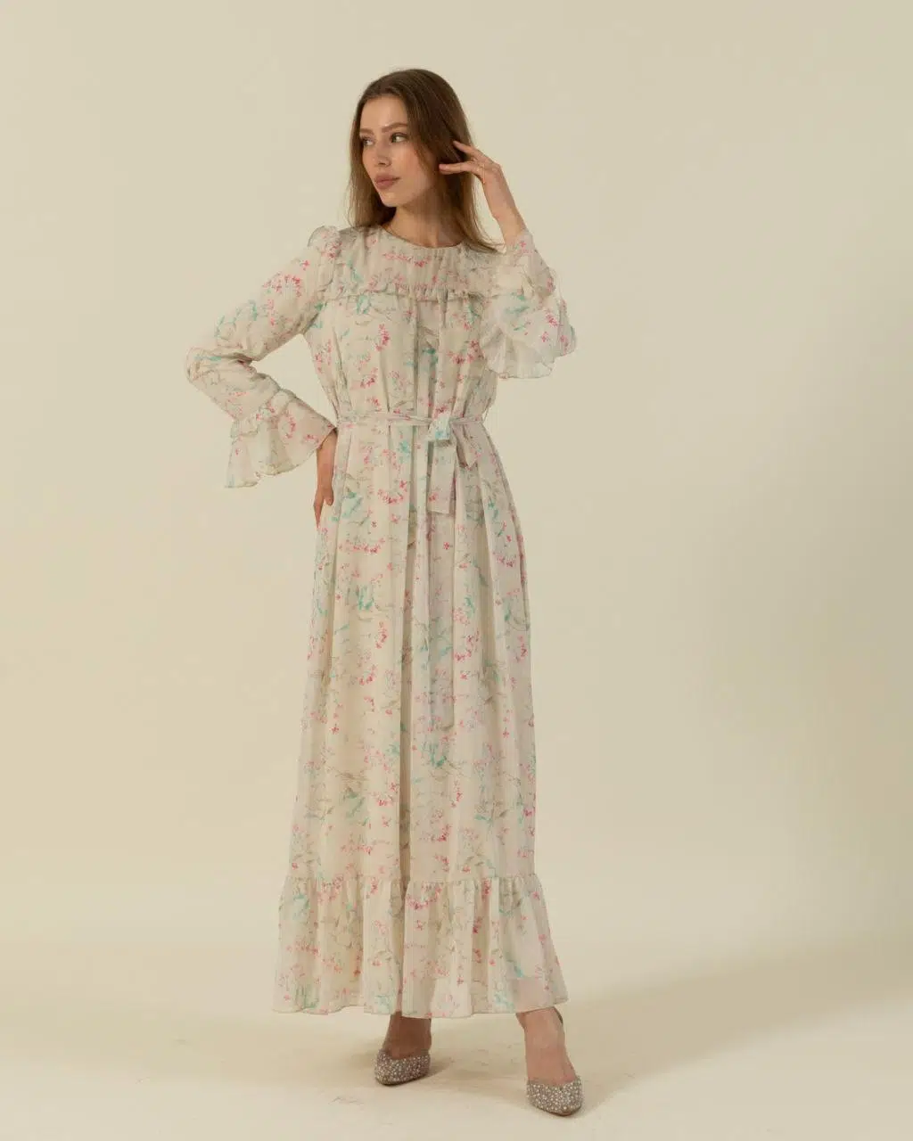 3063 STİLİFE ROBA FIRFIRLI ELBİSE