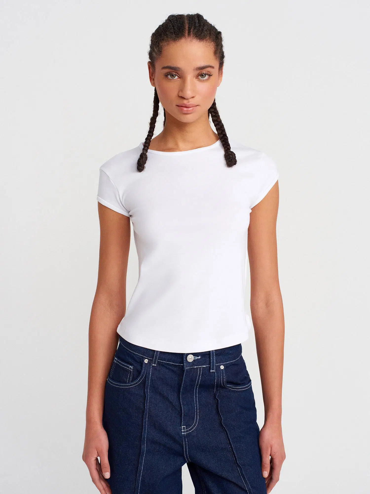 31779 DİLVİN BİSİKLET YAKA BASİC T-SHIRT