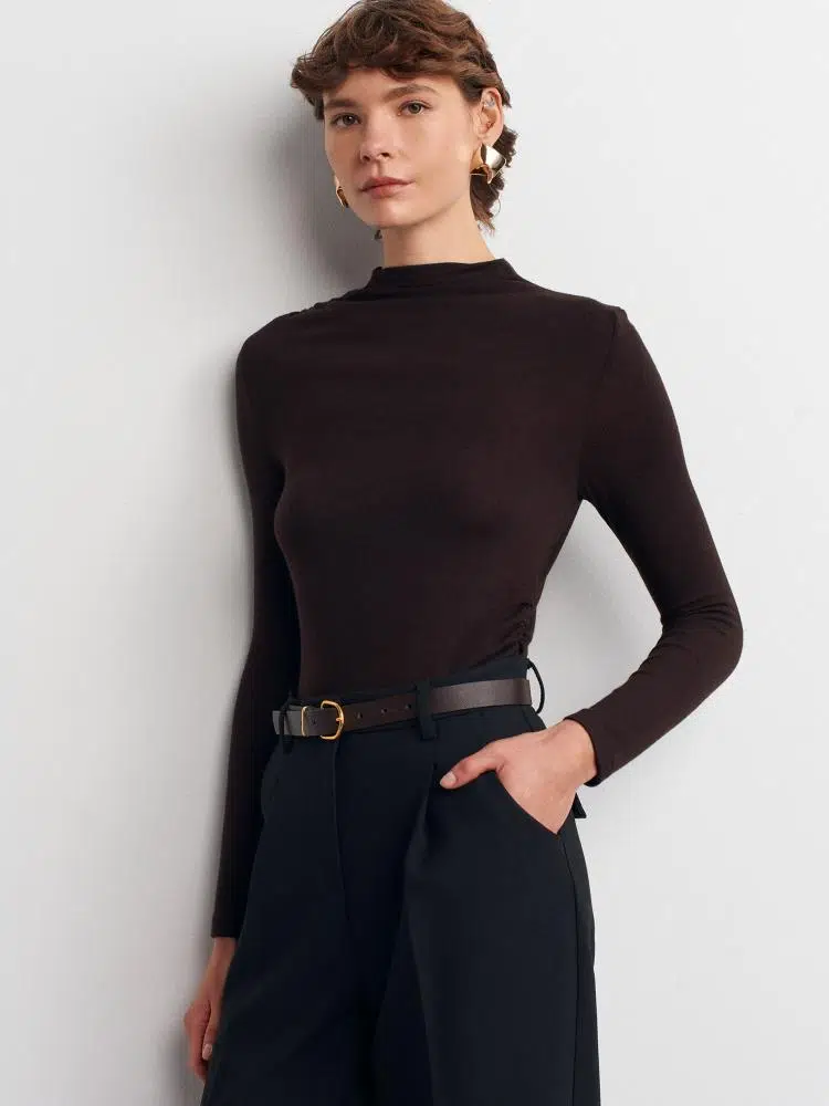 32139 DİLVİN BÜZGÜLÜ UZUN KOLLU TOP