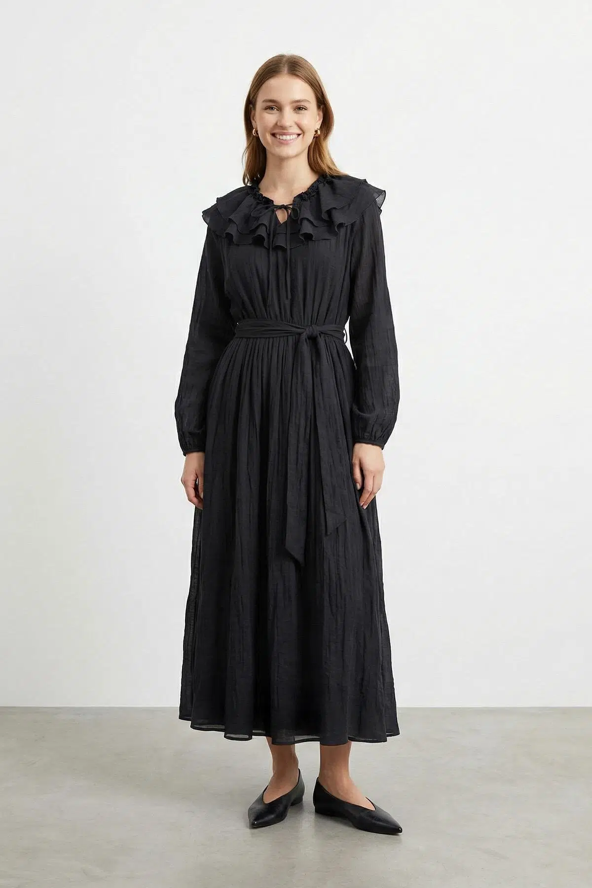 32488 PUANE ELBİSE - BLACK