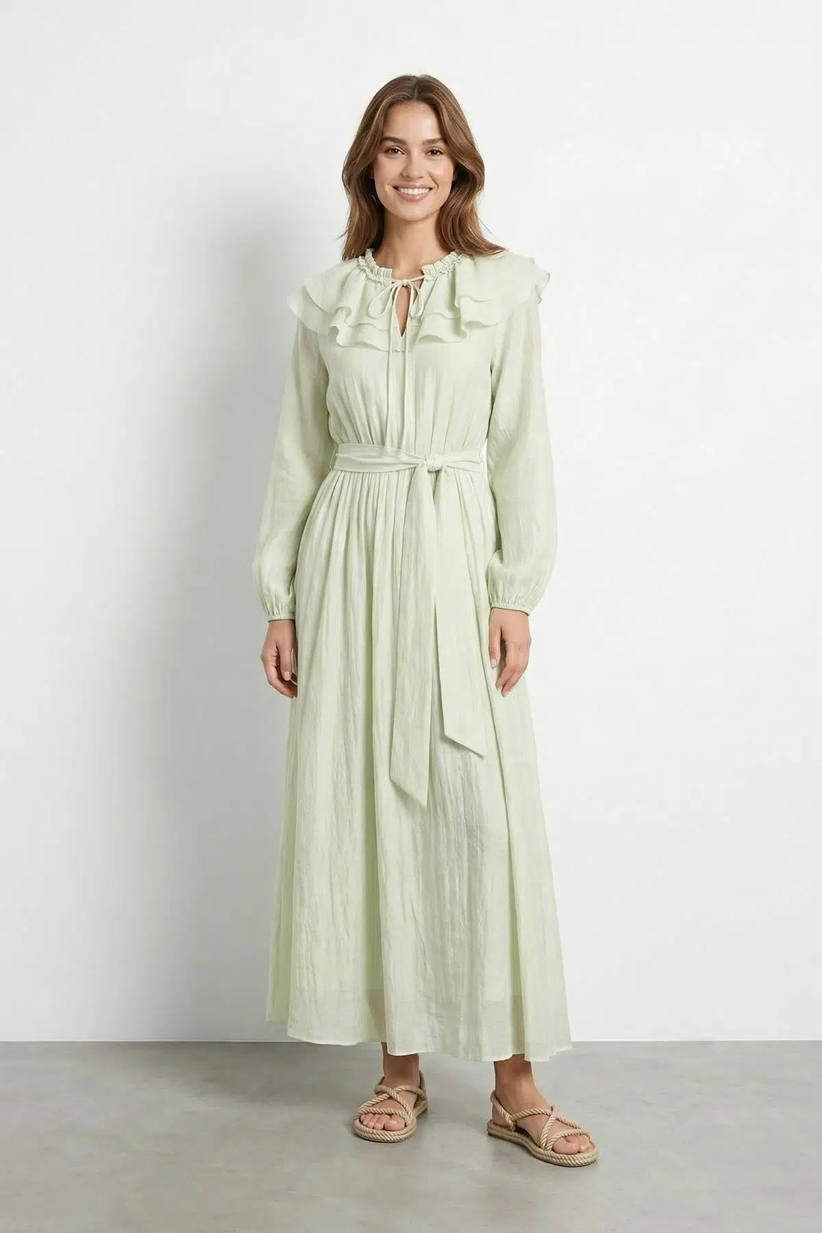 32488 PUANE ELBİSE - ALMOND GREEN