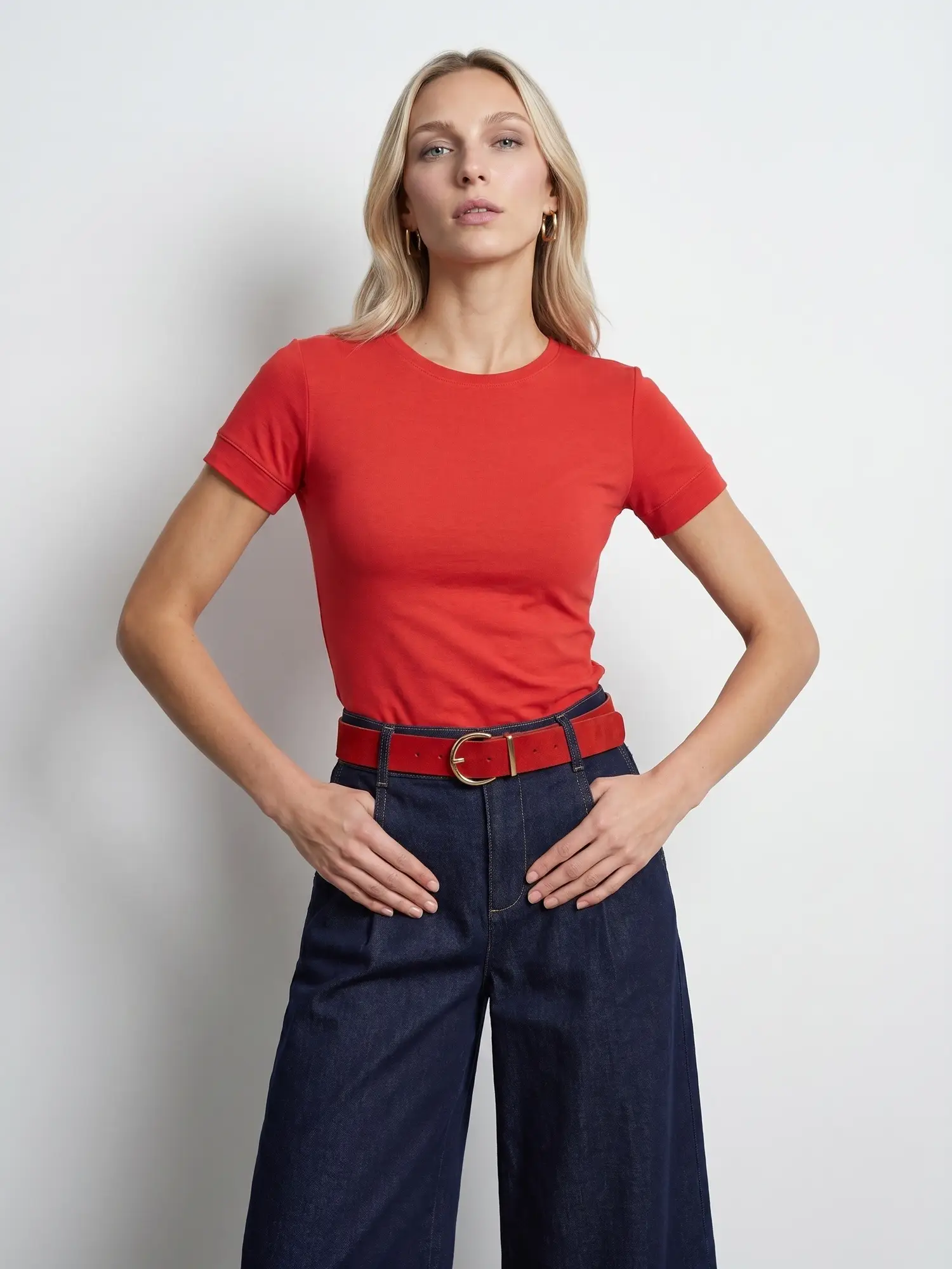 32637 DİLVİN KISA KOLLU T-SHIRT - KIRMIZI