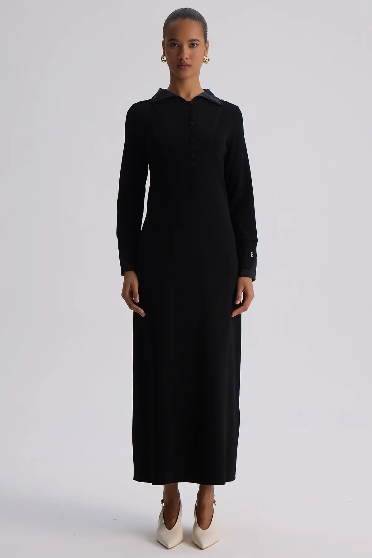 3264004 MISSDALIDA BİLEK DTYL.DÜZ RENK TRİKO ELBİSE - BLACK