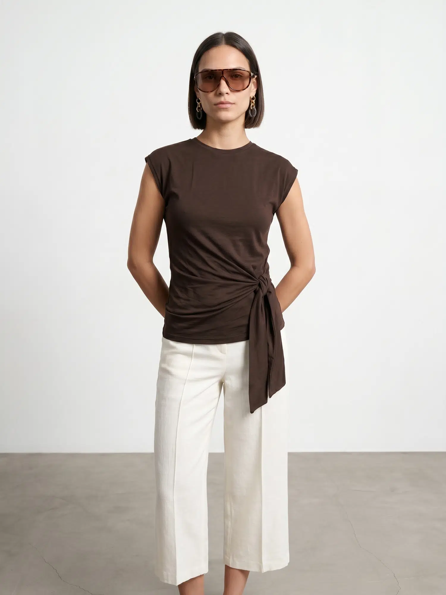 32724 DİLVİN BAĞLAMMA DETAYLI T-SHIRT