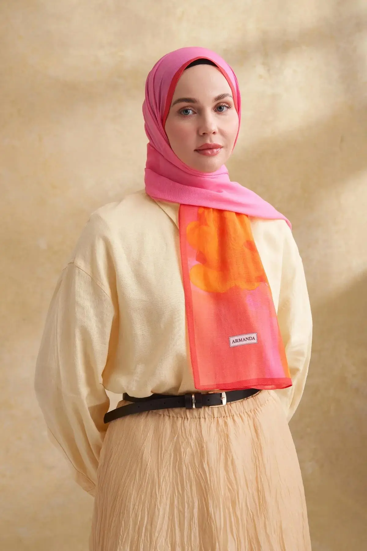 3385 ARMANDA İPEK PAMUK ŞAL DS CAMELLIA DESEN