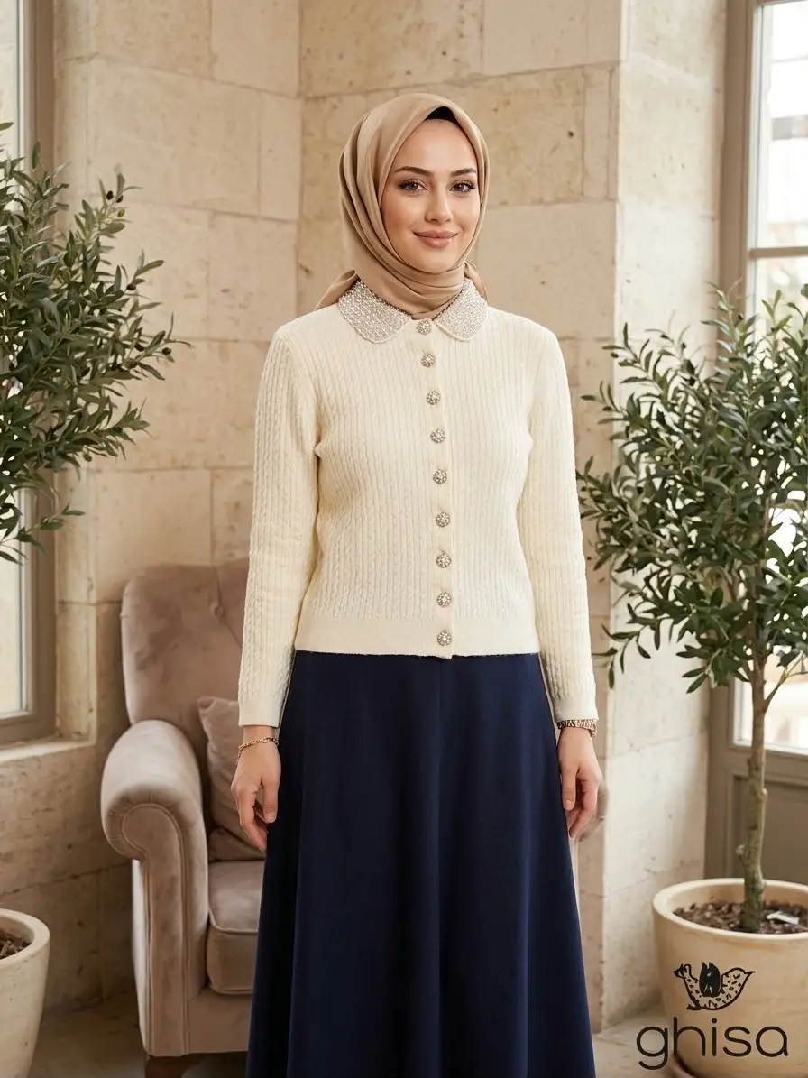 3456 GHİSA CEKET - KREM