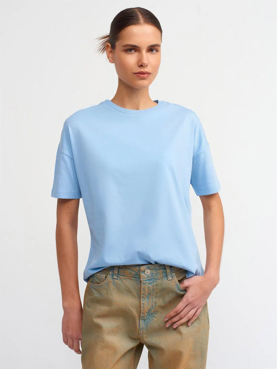 3683 DİLVİN T-SHIRT BASİC - MAVİ