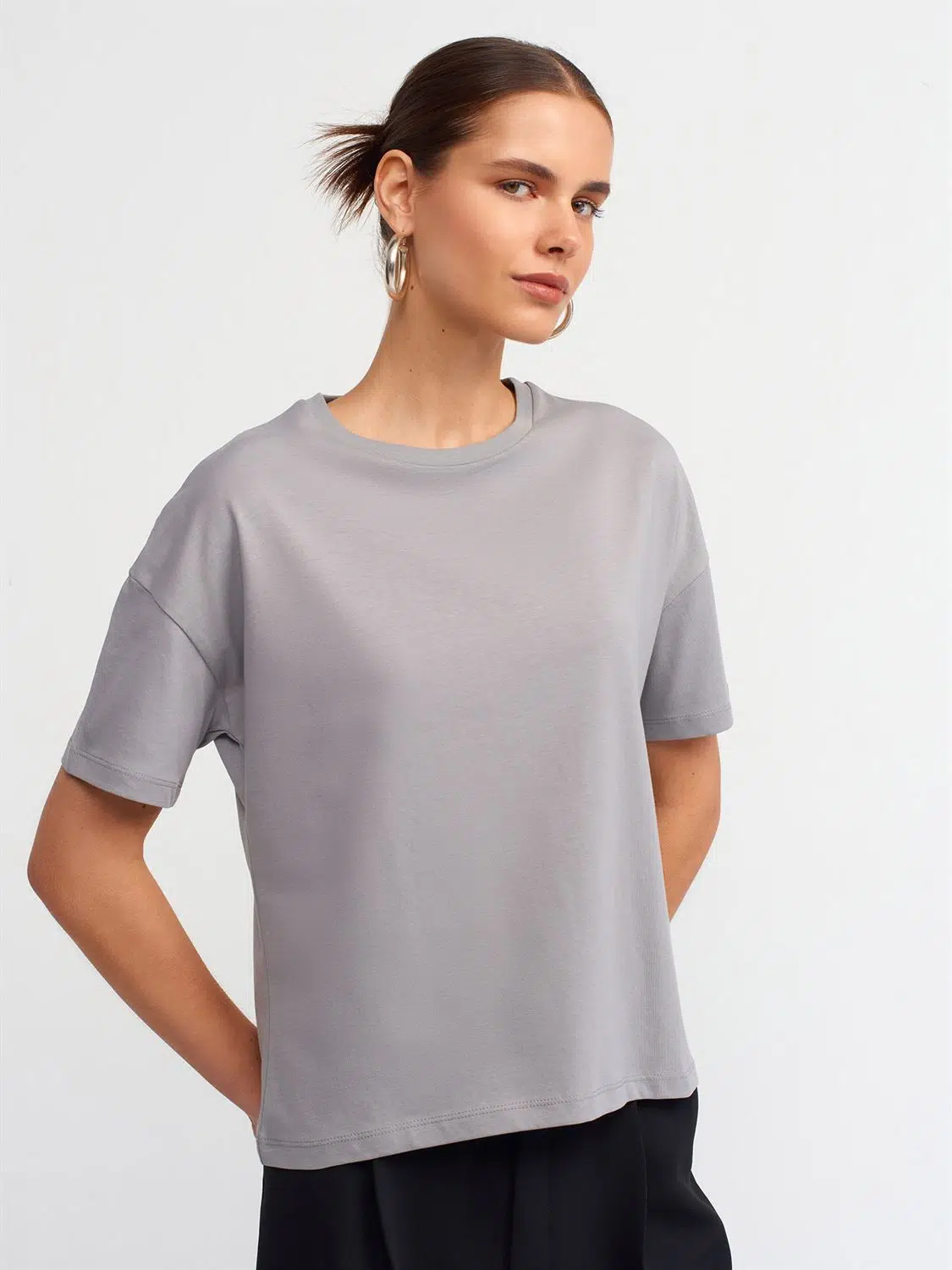 3683 DİLVİN T-SHIRT BASİC - GRİ