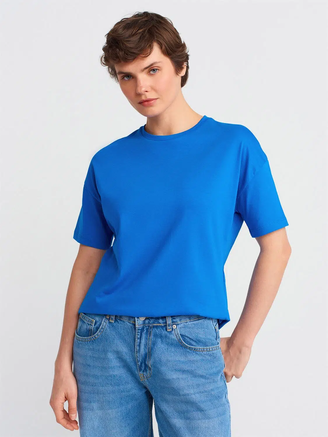3683 DİLVİN T-SHIRT BASİC - K.SAKS