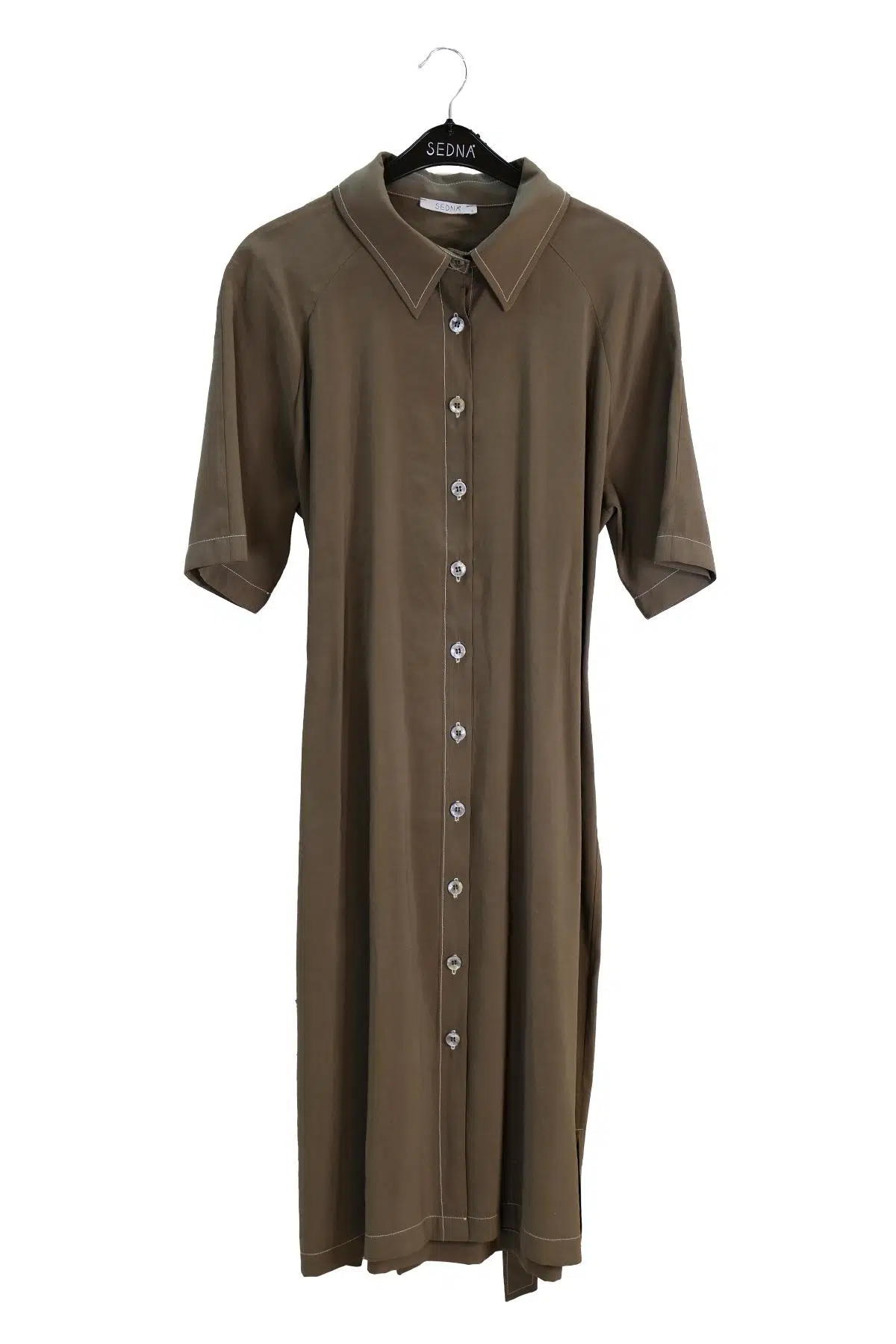 3820 SEDNA KUŞAKLI DÜĞMELİ ELBİSE