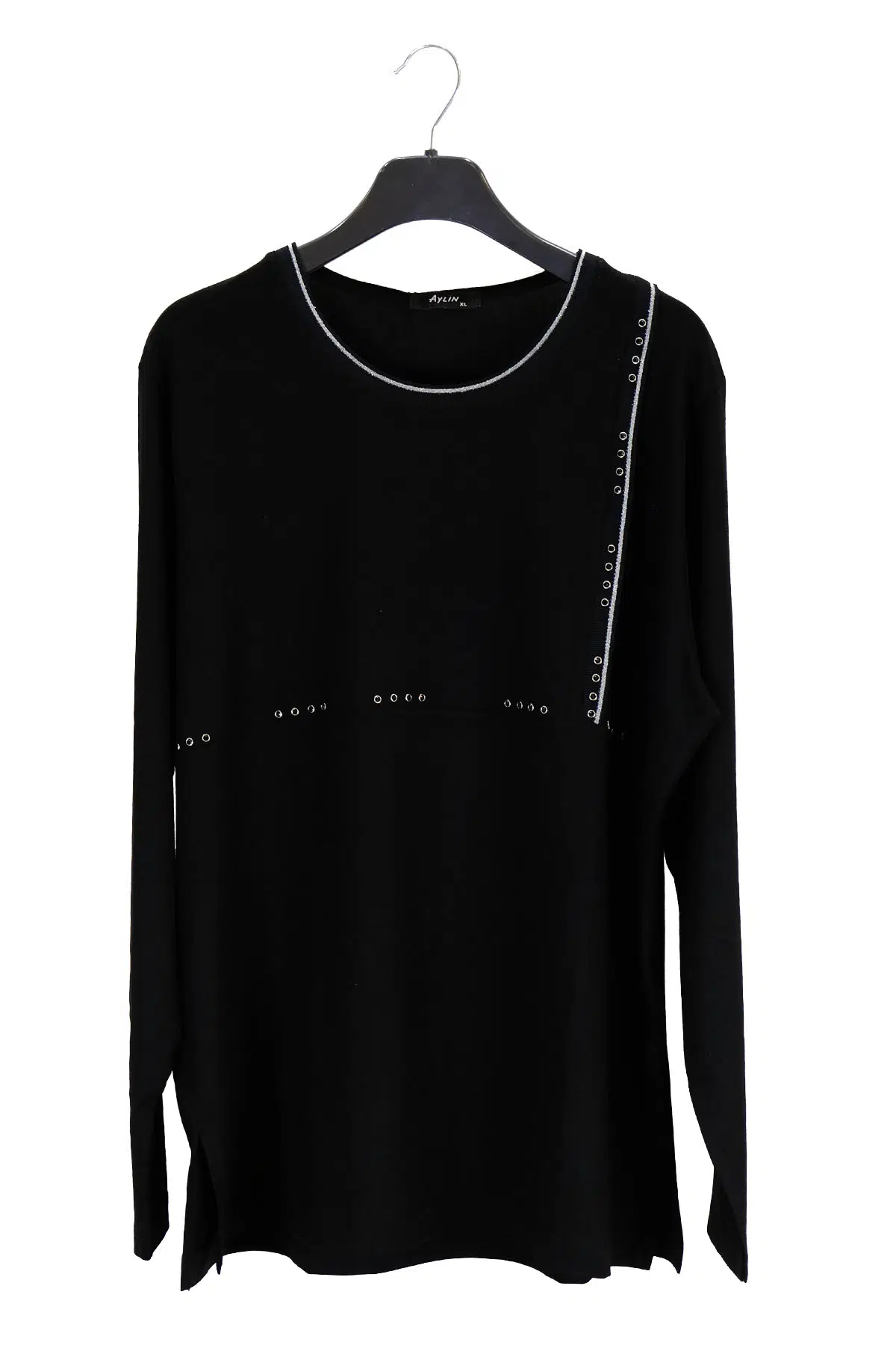 3834 AYLİN PENYE BLUZ - SİYAH