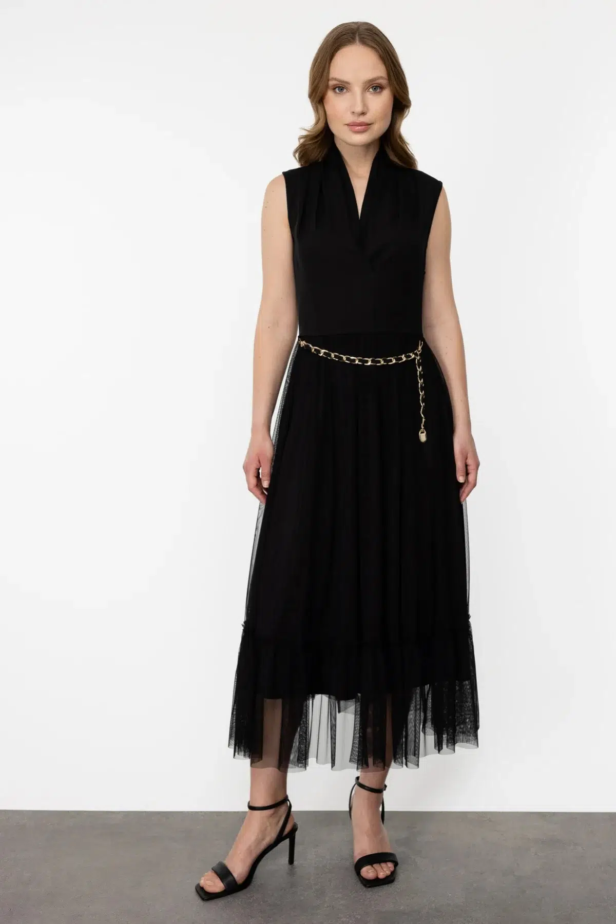 4084 EKOL ELBİSE - SİYAH