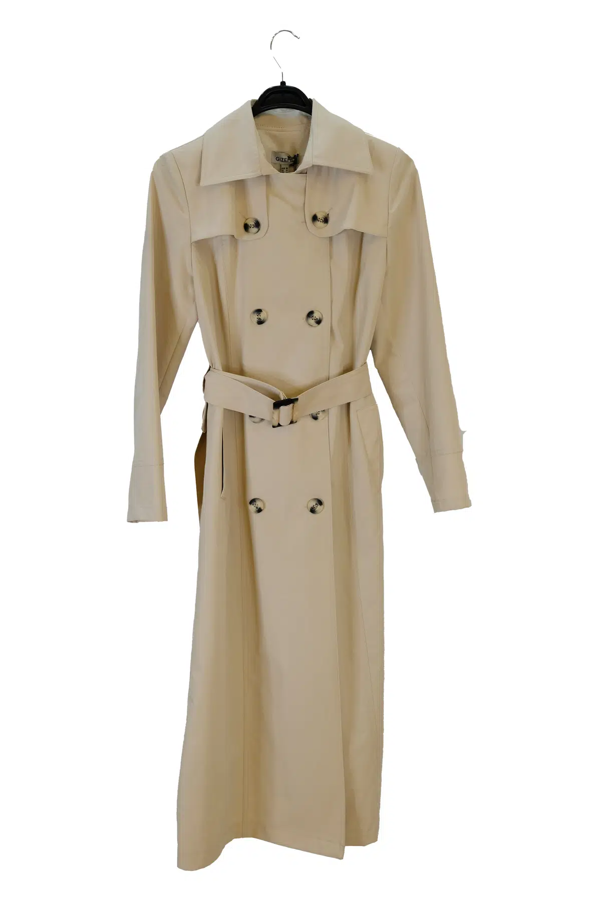 4102 GİZEMLİ KRUVAZE DÜĞMELİ TRENÇ - BEJ