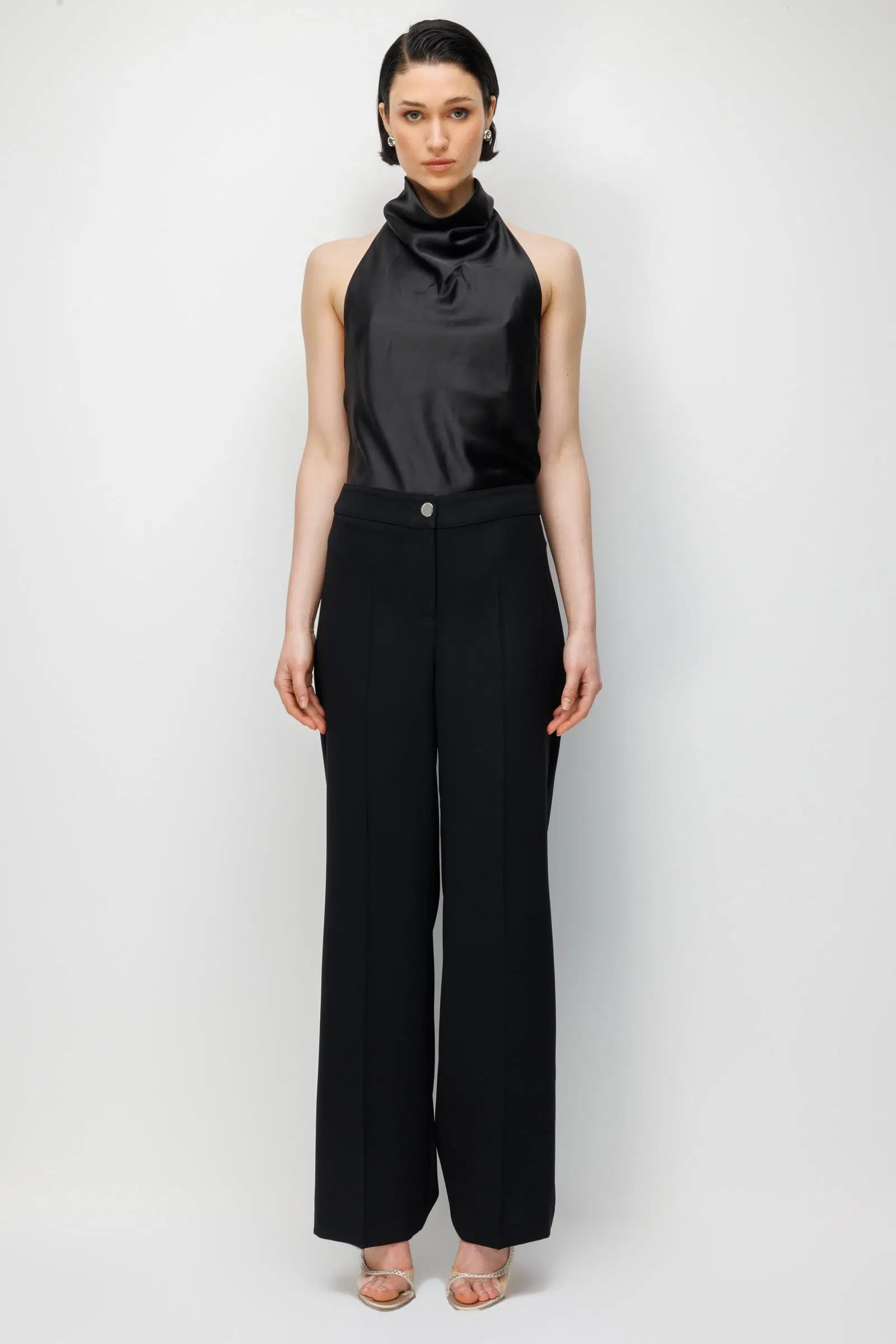 45021 MODAİLGİ KLASİK İSPANYOL PAÇA DOKUMA PANTOLON - SİYAH