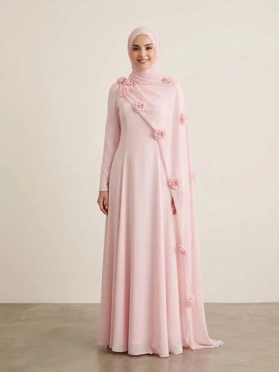 4562 TUAY KREP ELBİSE - PEMBE