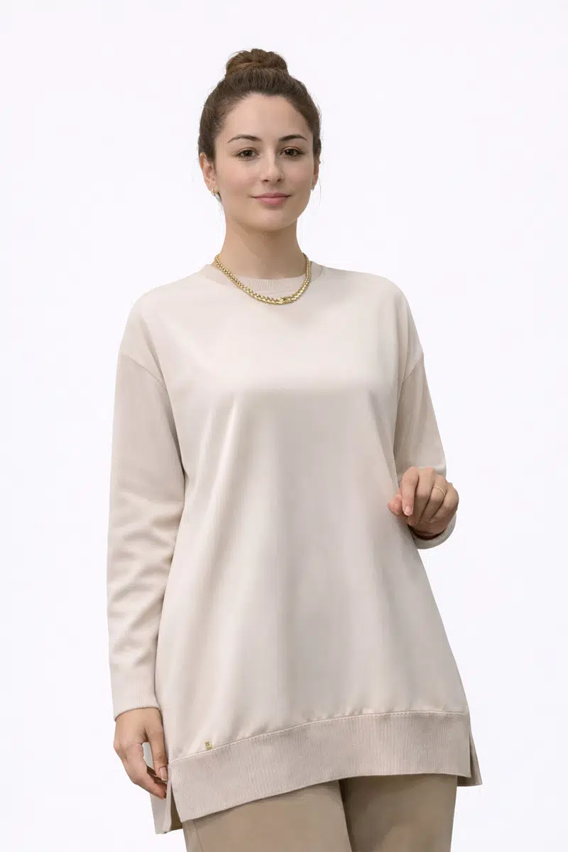 4903 GHİSA TRİKO MİXLİ TUNİK - BEJ