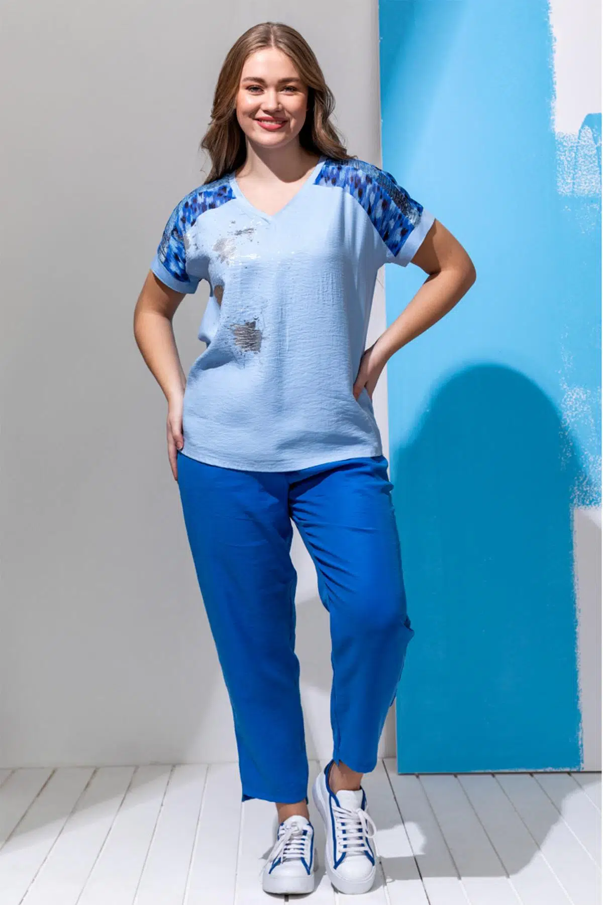 5011 VEDİ X LIFE REGLAN KOL TSHIRT - MAVİ