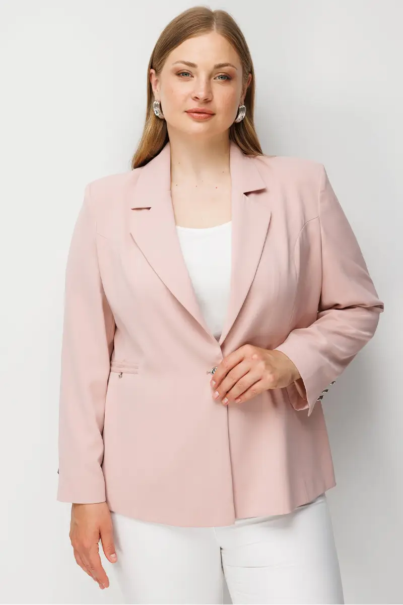 50151 GİLDA TEK DÜĞME CEKET - PUDRA