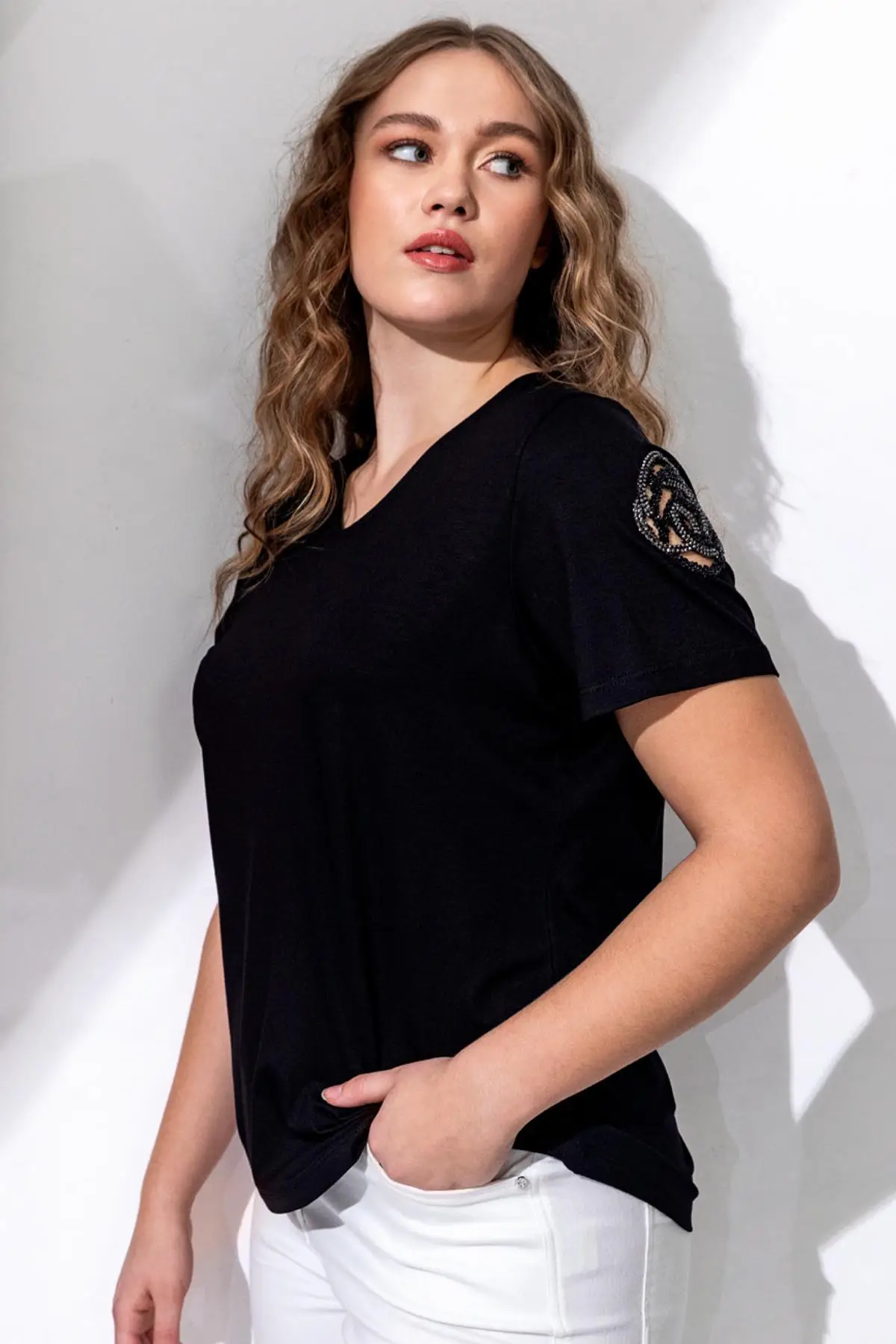 5038 VEDİ X LIFE K.KOL V YAKA TSHIRT