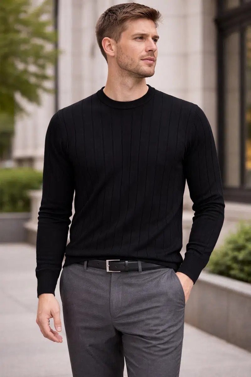 5050 ADVANTE SIFIR YAKA TRİKO - SİYAH