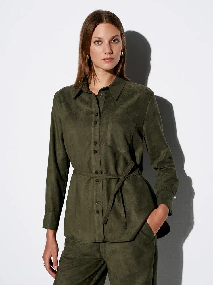 50518 DİLVİN KEMERLİ SÜET GÖMLEK