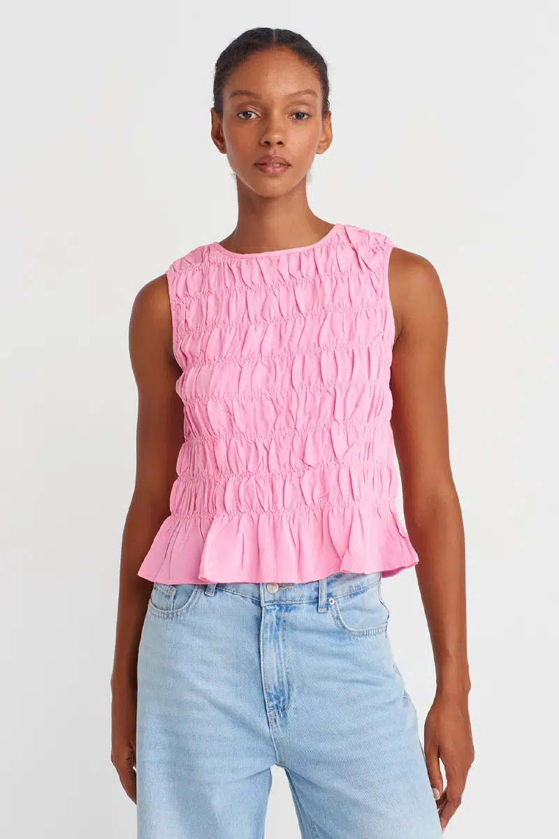 50845 DİLVİN KOLSUZ CROP BLUZ
