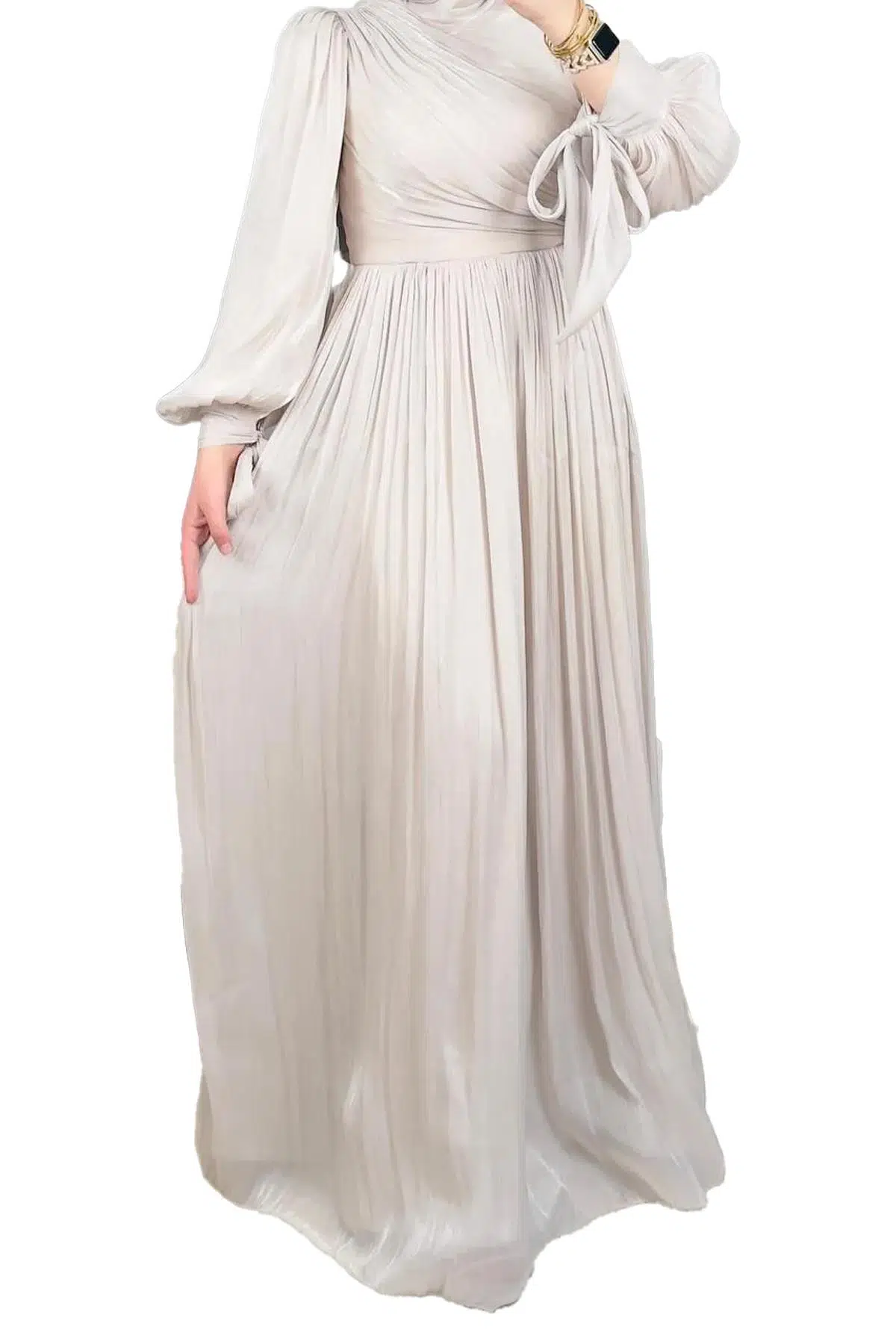 5087 HENNİN ABİYE ELBİSE BELİ ÇİÇEK DETAYLI