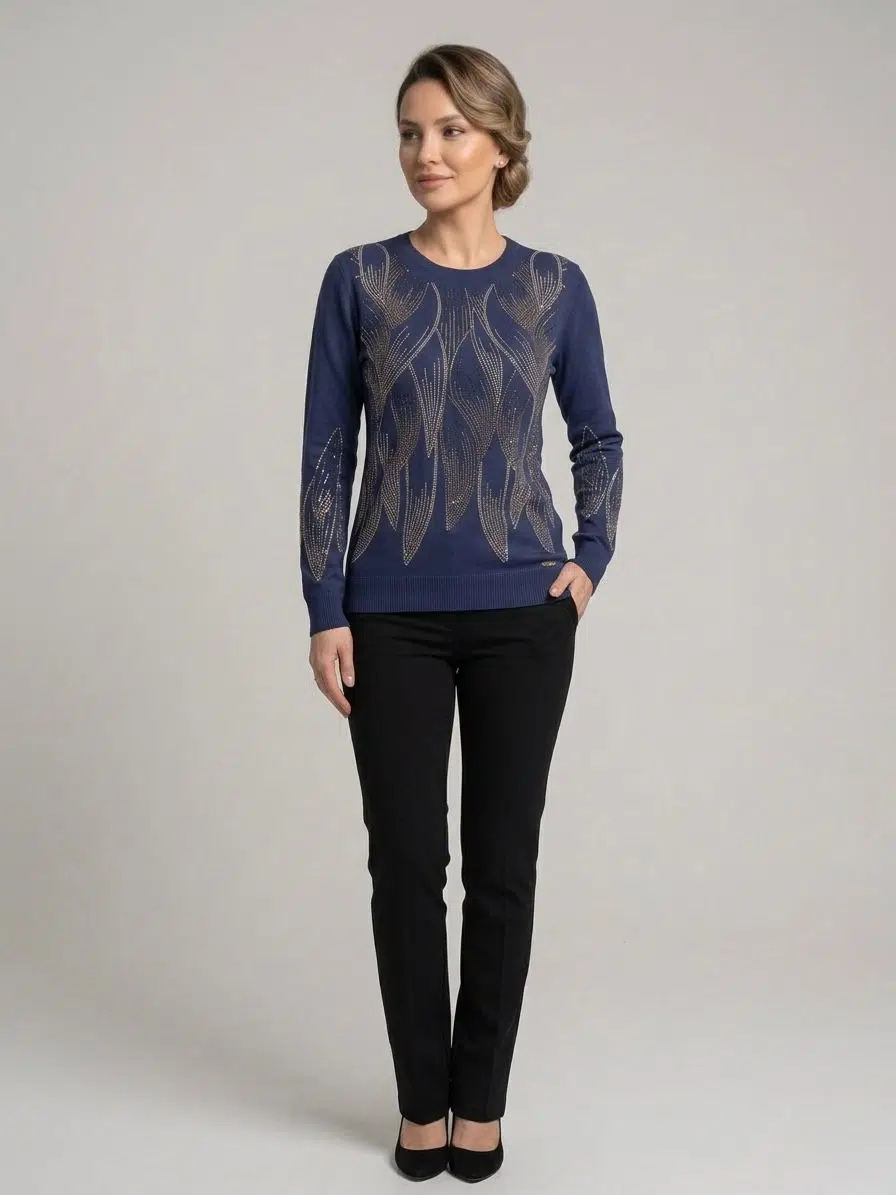 5101 BELGİN RAYON BLUZ - LACİVERT