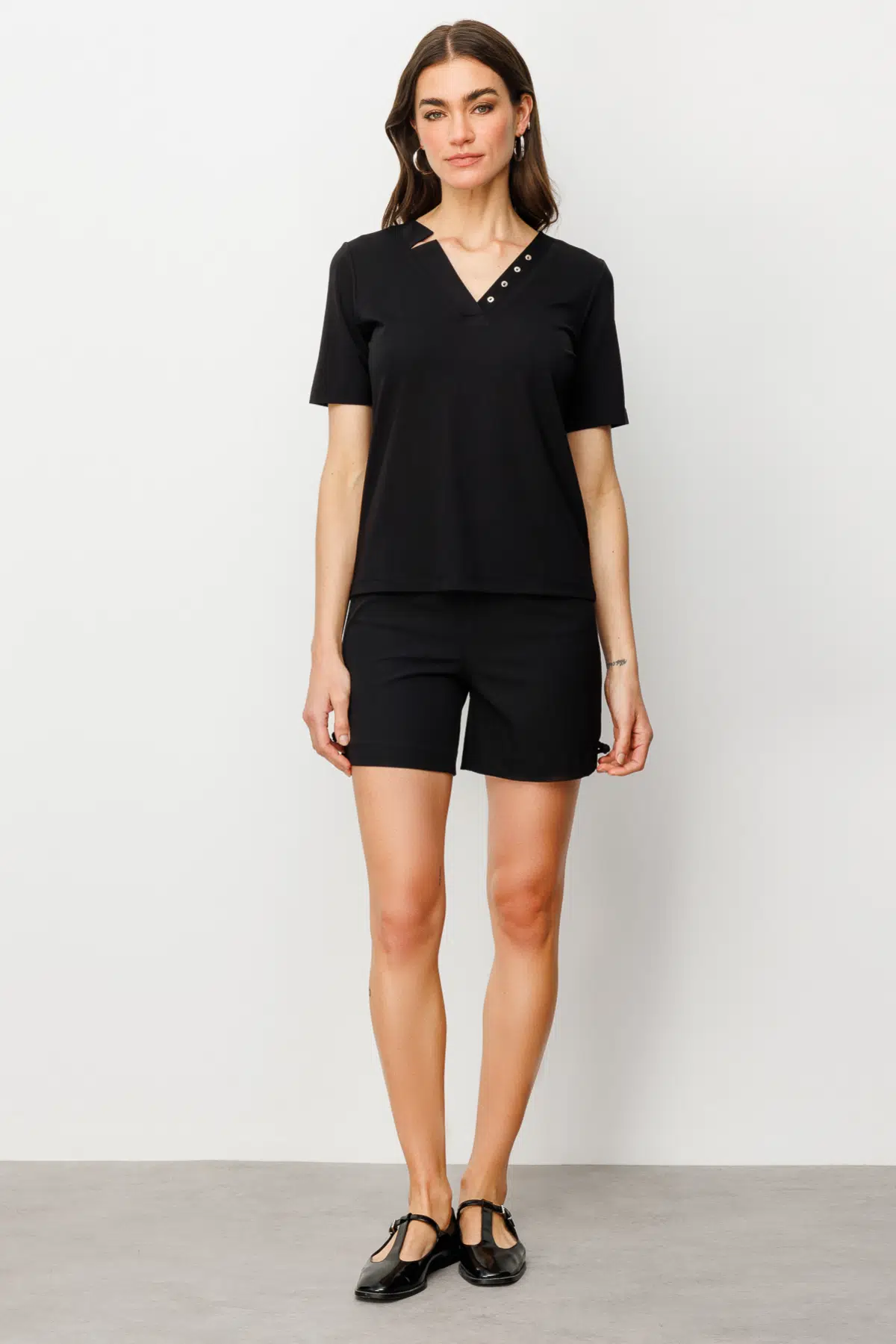 51340 ONTEKS YAKASI DÜĞMELİ BELİ AYARLAMALI İPLİ BLUZ