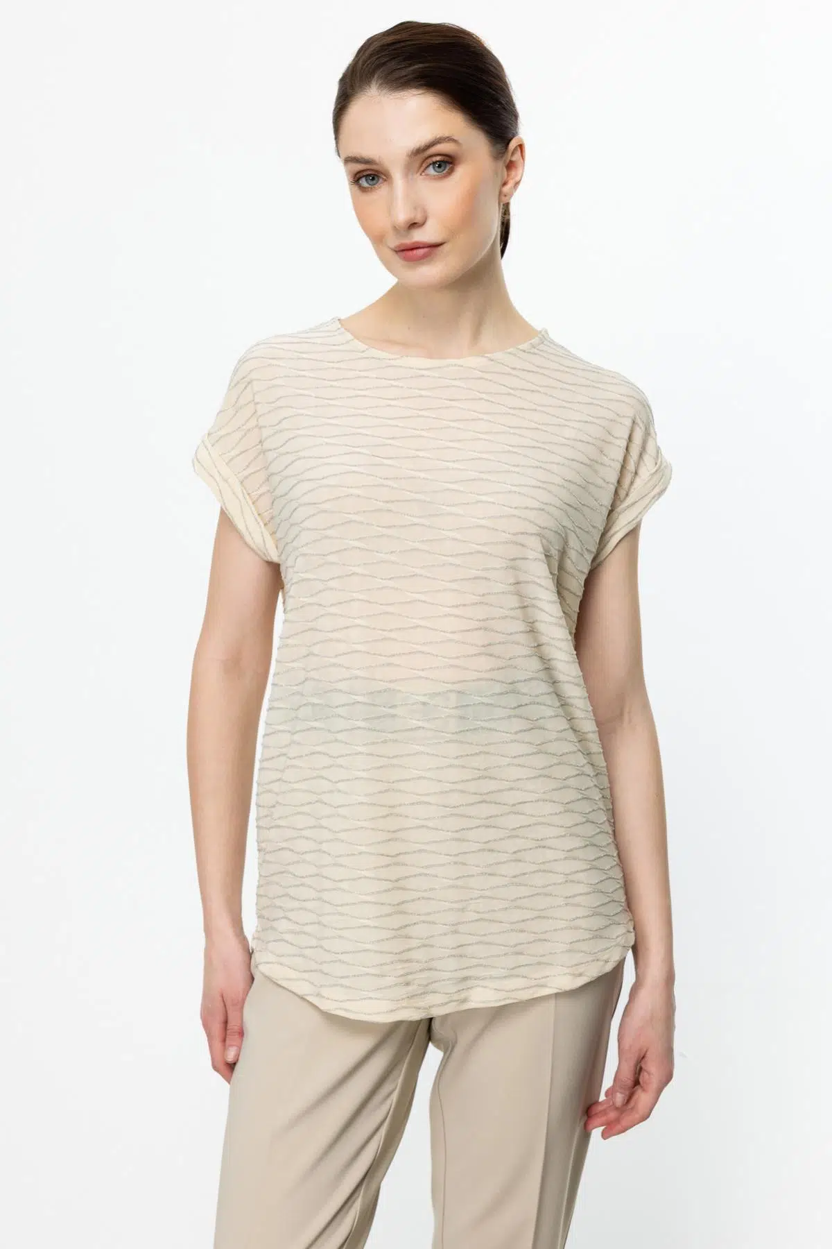 51457 ONTEKS DOUBLE KOL SIFIR YAKA BLUZ