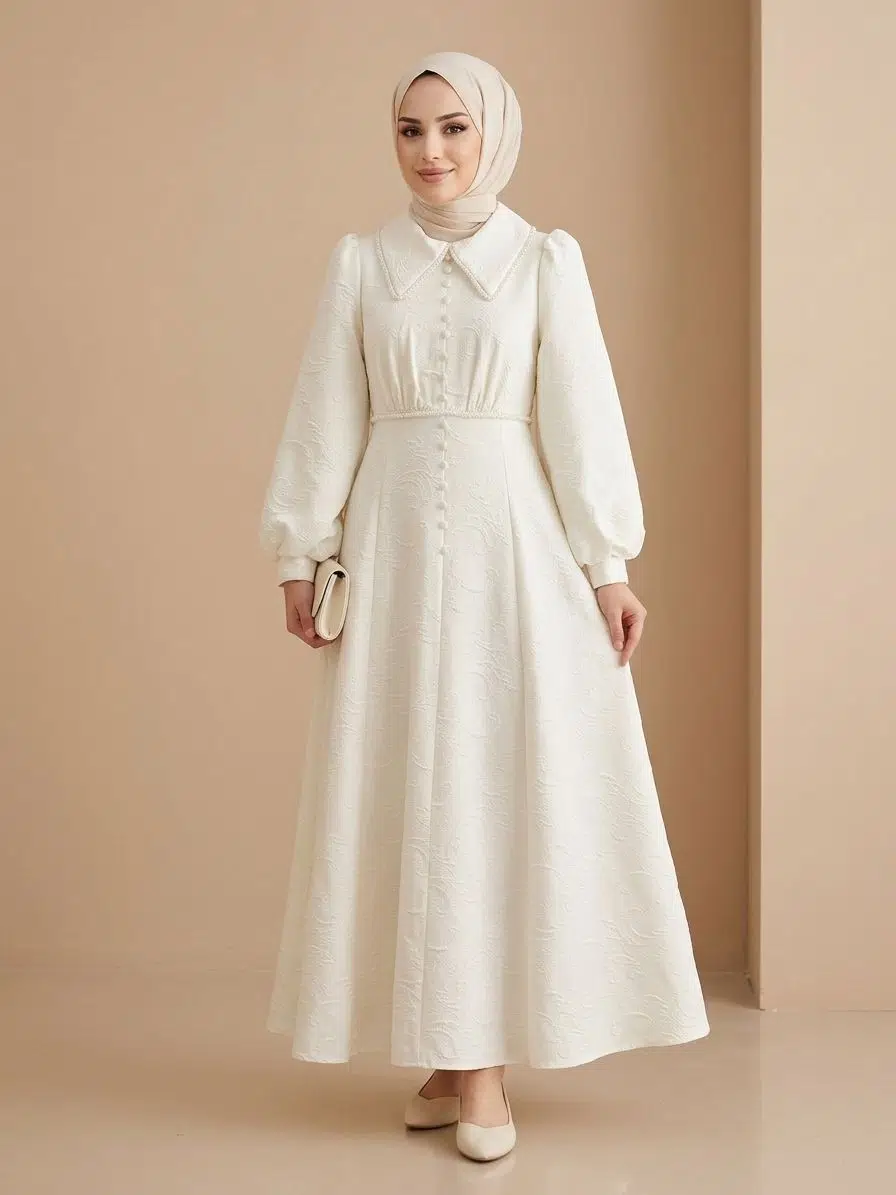 5190 HENNİN ABİYE ELBİSE - EKRU