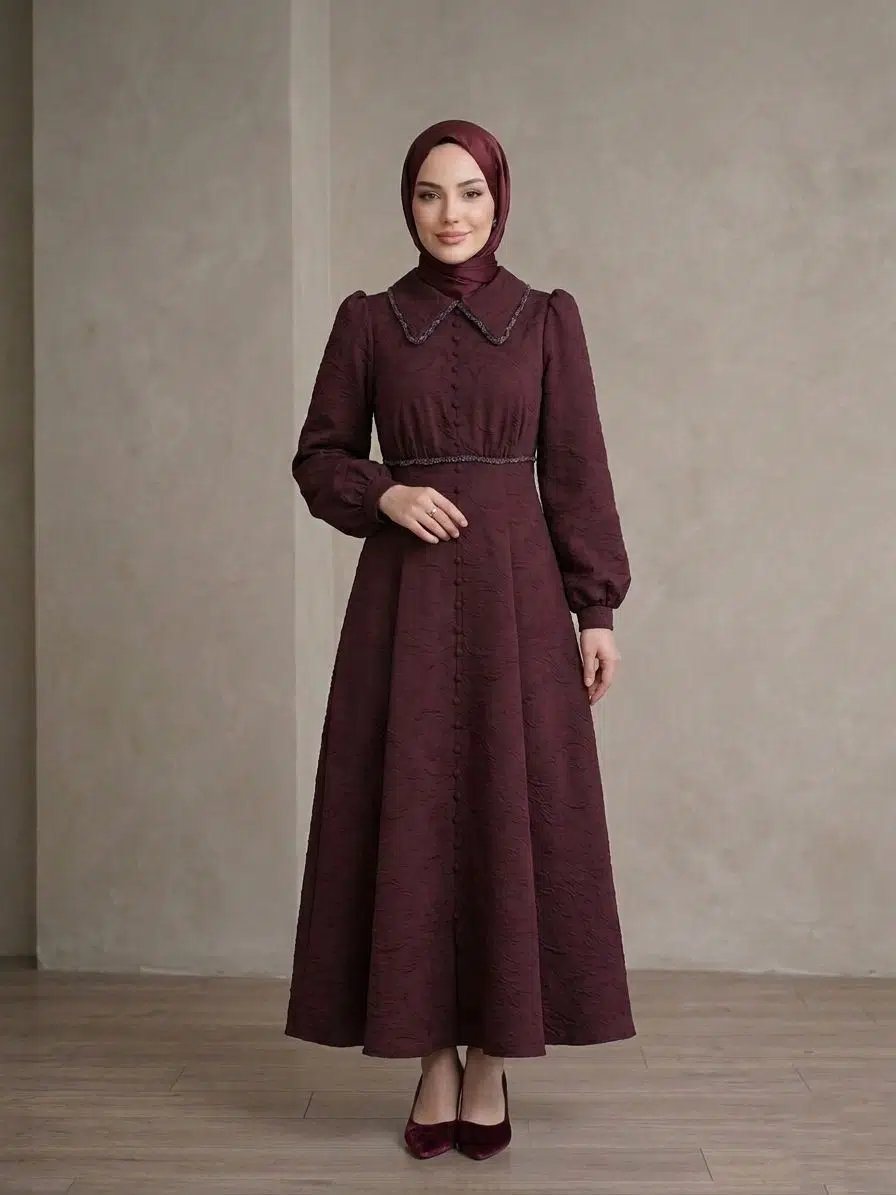 5190 HENNİN ABİYE ELBİSE - BORDO