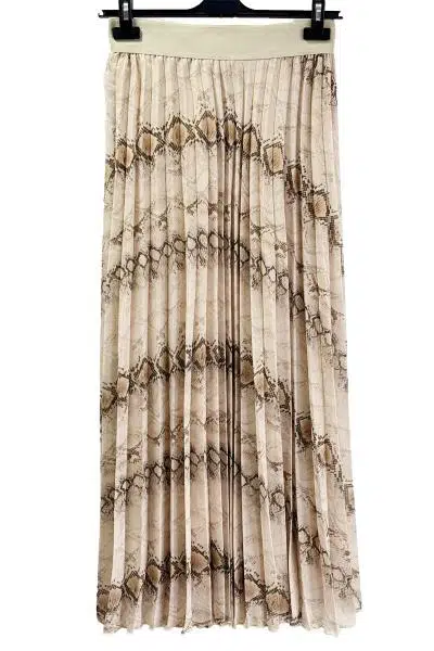 5465 SENTEZ DESENLİ PLİSE ŞİFON YILAN DESENLİ ETEK