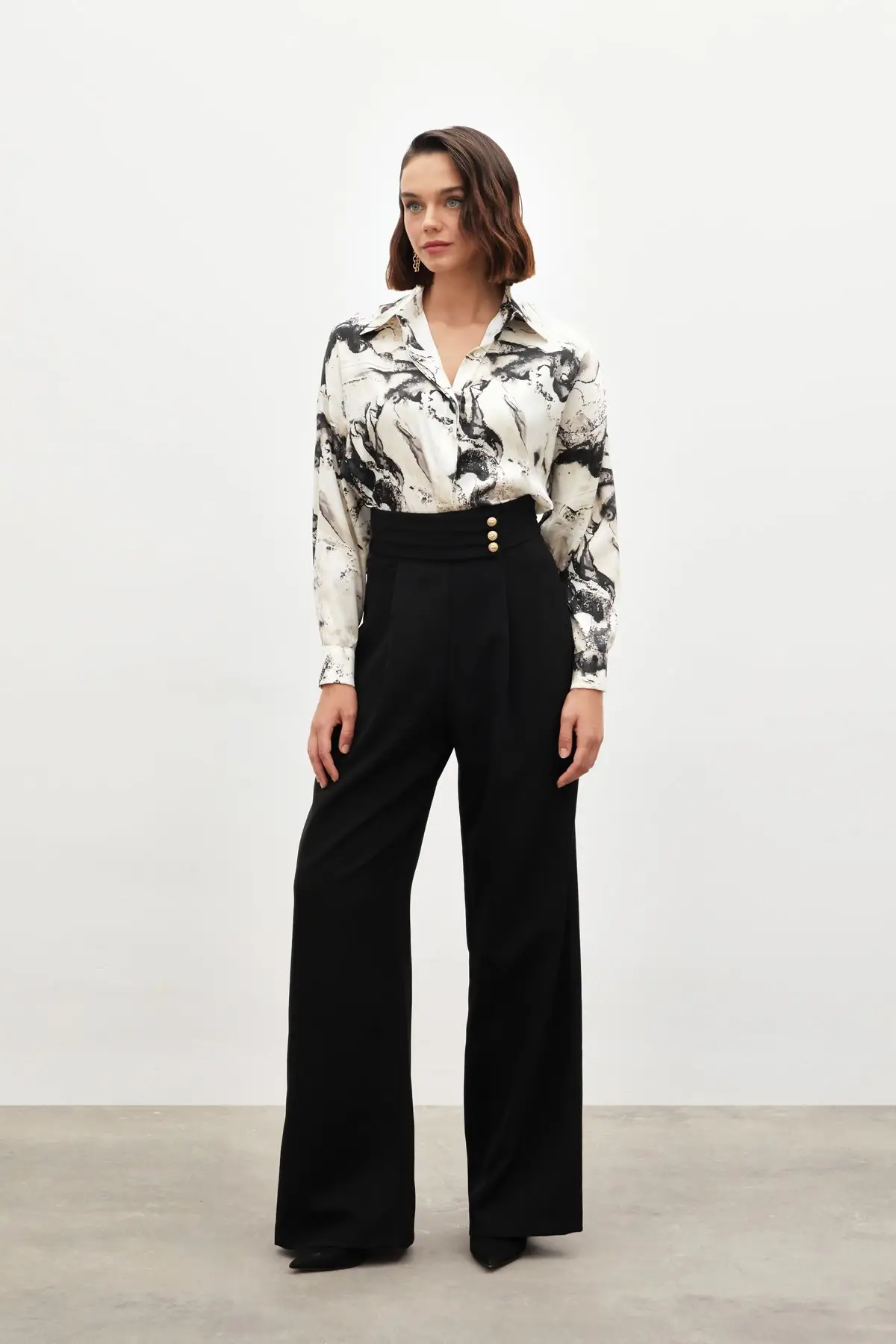 5515 SATEEN DÜĞME DETAYLI PANTOLON