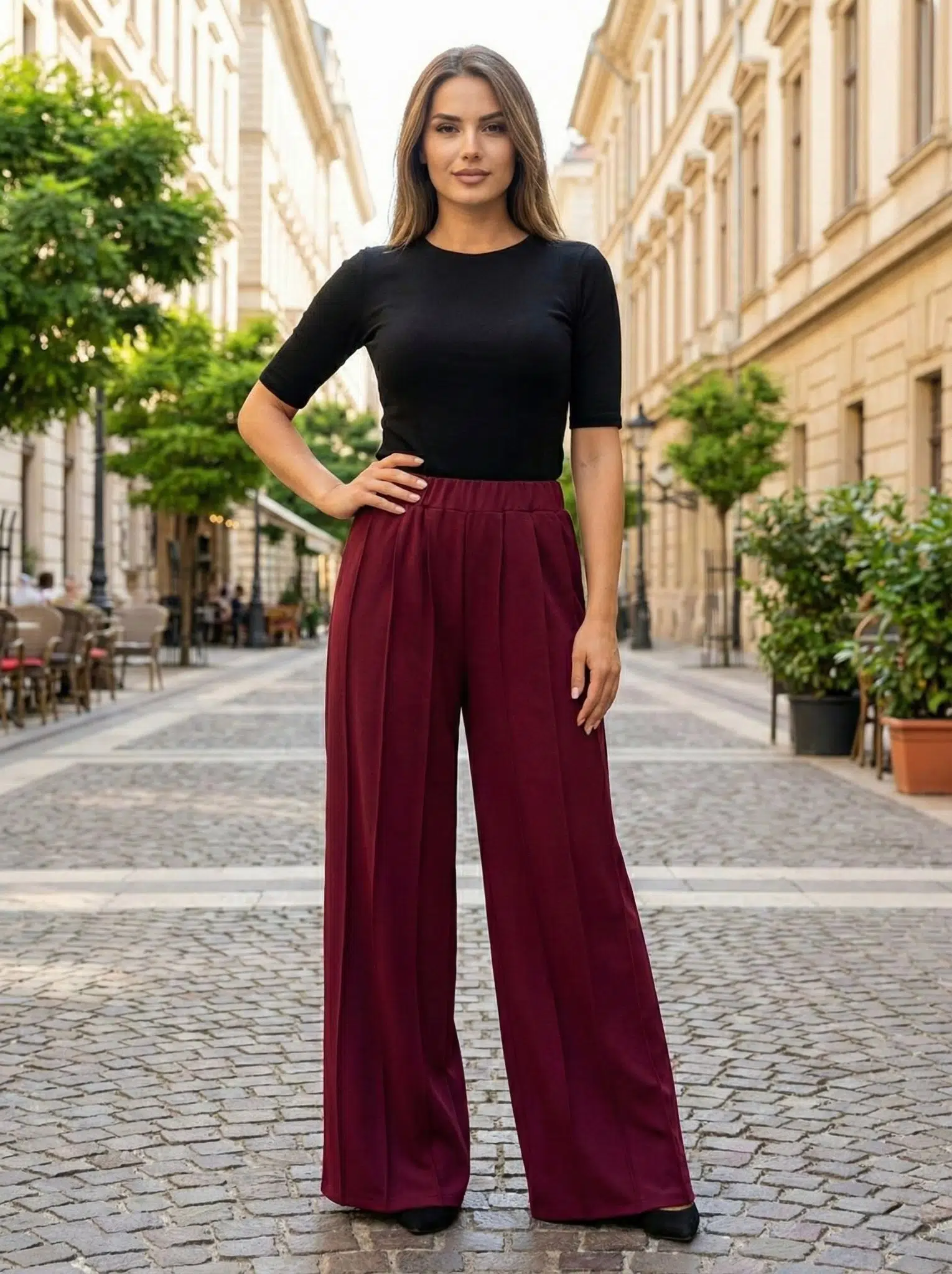 5612 SENTEZ LİORA GENİŞ PAÇA ÖRME PANTOLON