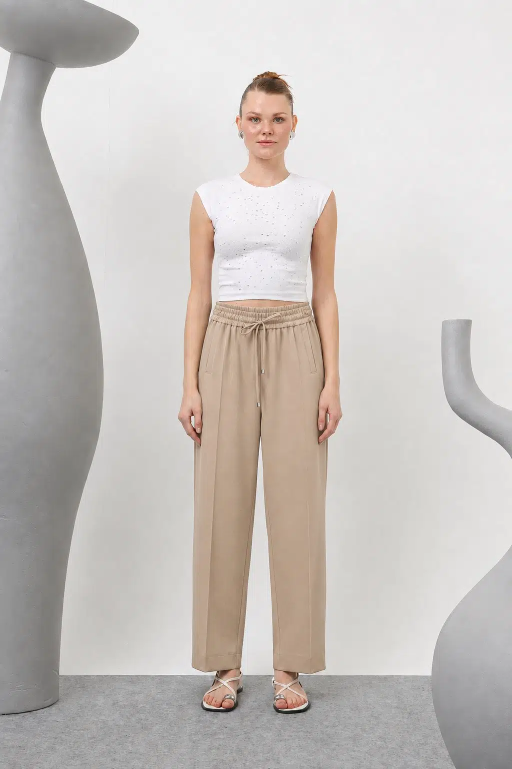5661 SENTEZ FİLETO CEPLİ PANTOLON - BEJ