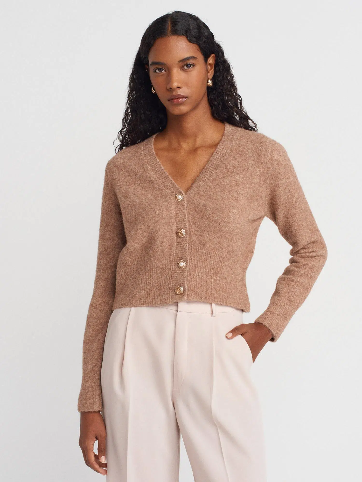 60273 DİLVİN V YAKA DÜĞMELİ TRİKO HIRKA