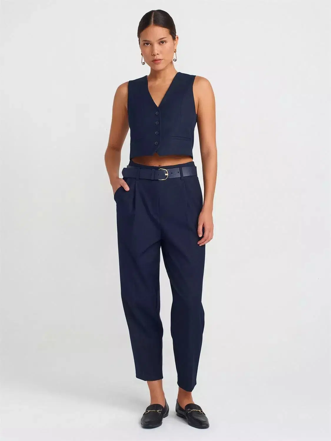 60565 DİLVİN DÜĞMELİ YELEK - LACİVERT