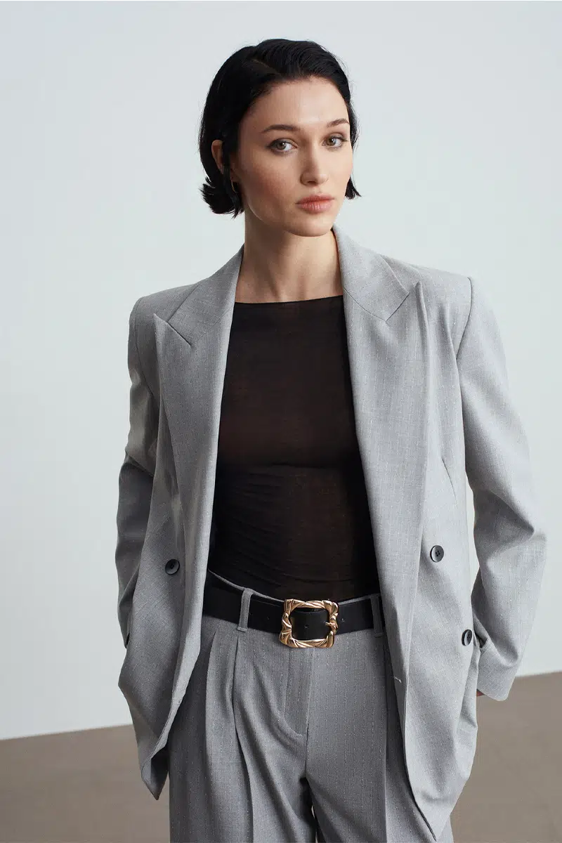 60783 DİLVİN KRUVAZE BLAZER CEKET - GRİ